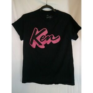 Barbie Ken T-Shirt‎ Black Pink Glitter Graphic Tee Top Women's Size S